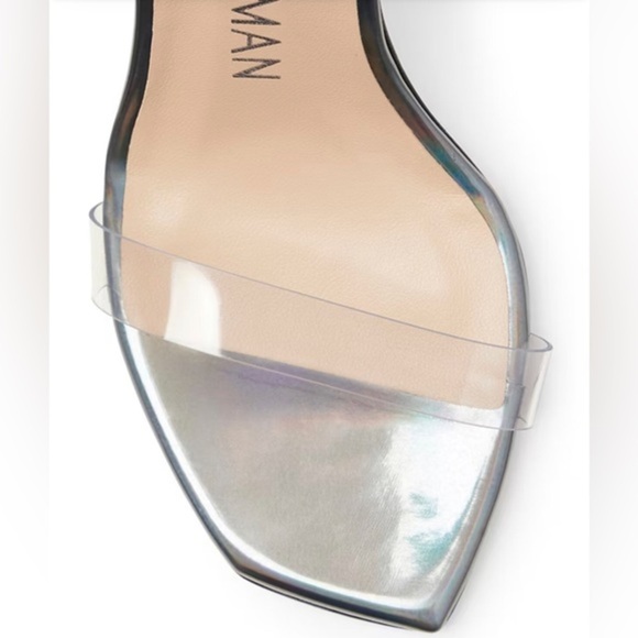 Stuart Weitzman holographic gunmetal NUDISTCURVE 100 stiletto heels size 9.5 new - Picture 5 of 8